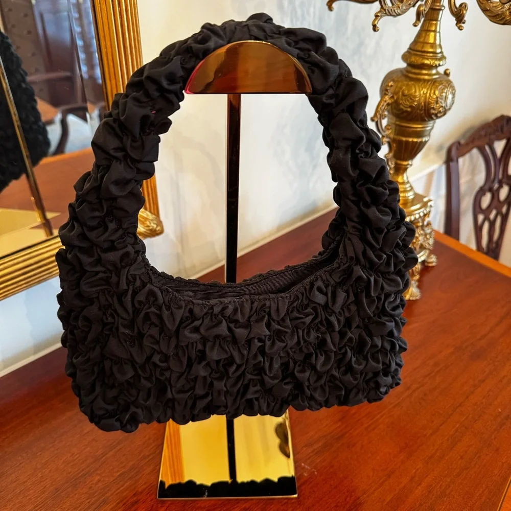 NWT Loeffler Randall Syd Black Smocked Mini Hobo Bag